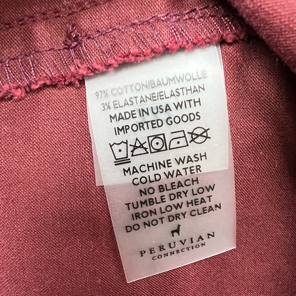 Peruvian Connection Motorcycle Pants Burgundy Zip Ankles Skinny Moto Womens 4 - Picture 10 of 12